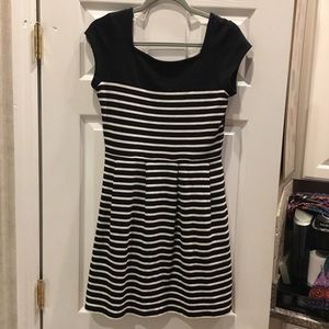Black and white striped cotton dress